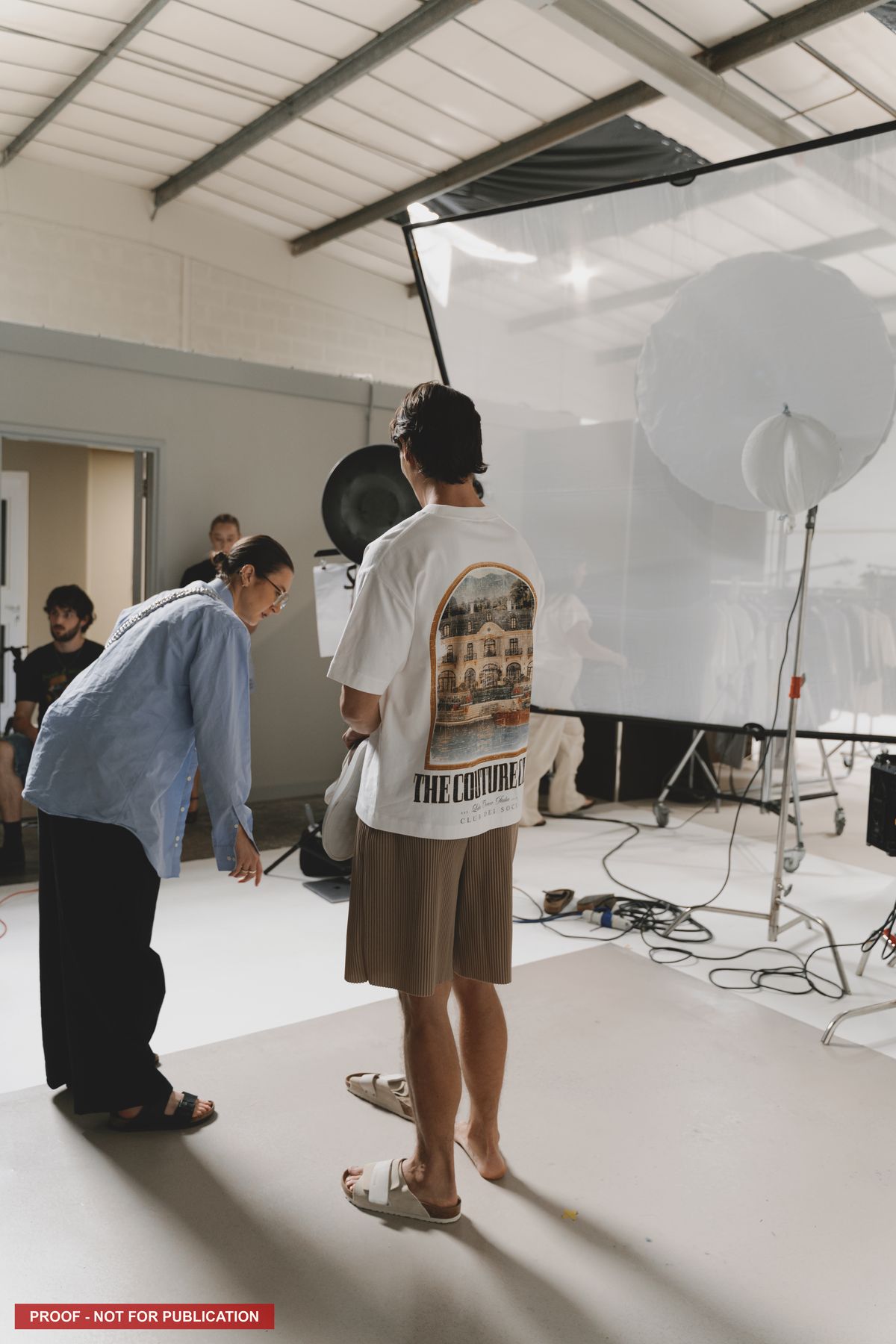 Behind the scenes on a fashion shoot day in the studio.