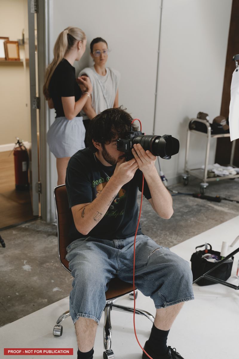 The crew at work during a studio shoot day.
